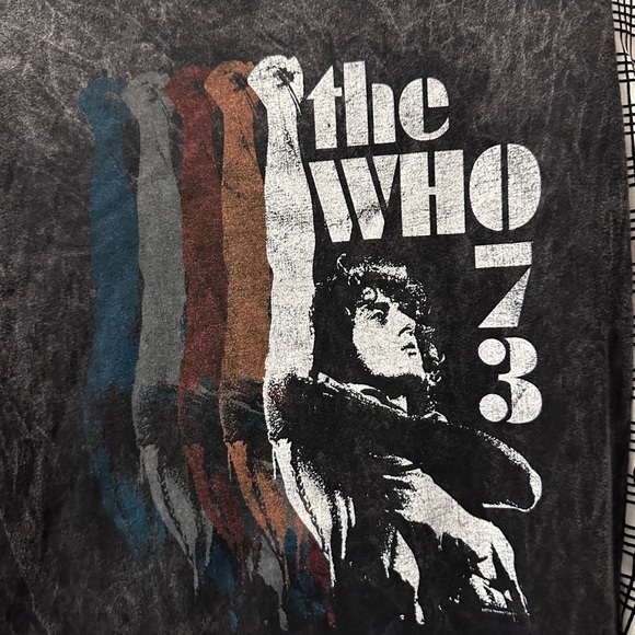 The Who 73 tee shirt up cycle raw hems one size acid wash - Picture 5 of 6